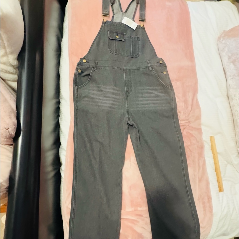 Stylish Black Denim Overalls